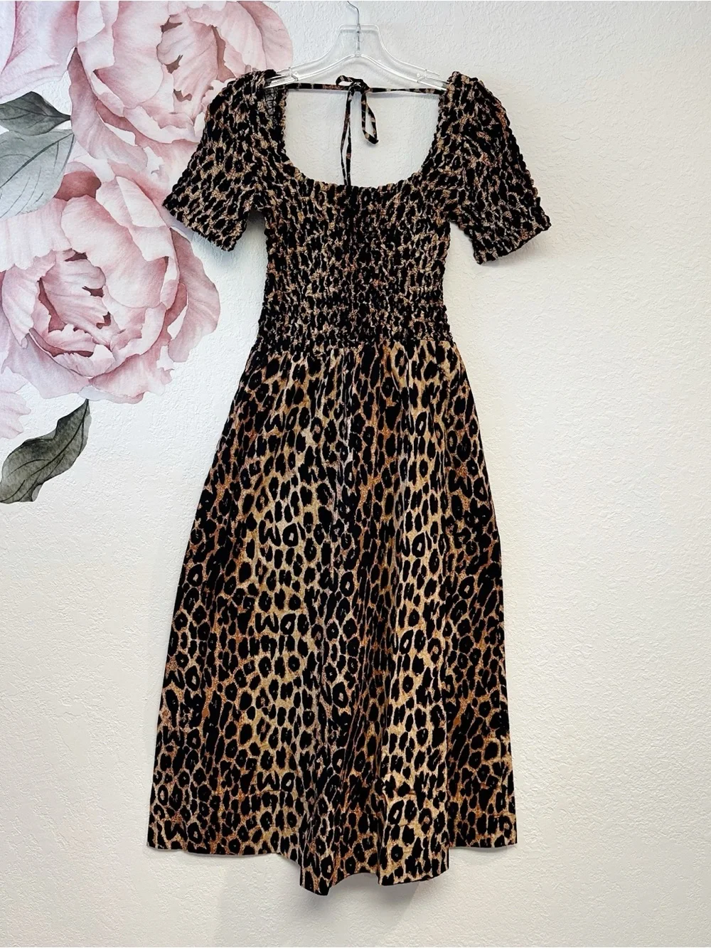Damson Madder Malinda Smocked Animal Cheetah Midi Dress NWT Size EU 6/ US 2 - Picture 5 of 15